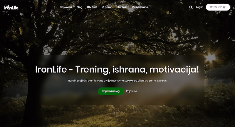 IronLife fitness blog — CMS homepage still