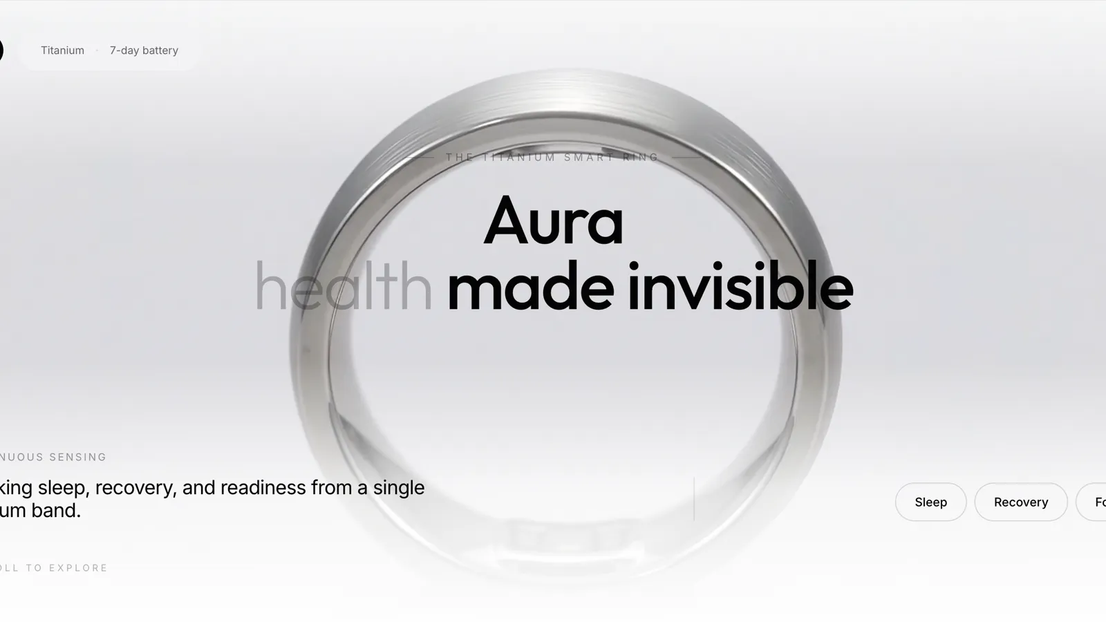 Aura — Smart ring product site