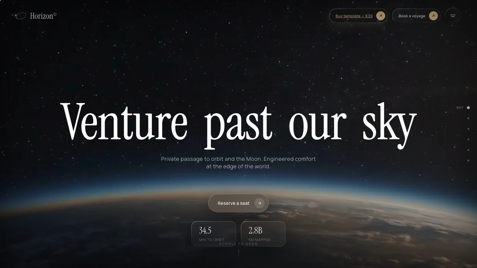 Horizon — Space tourism booking